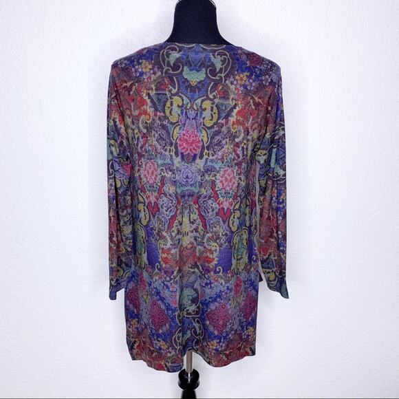 Soft Surroundings maroon multicolor floral asymmetrical knit top size Medium - Picture 11 of 11